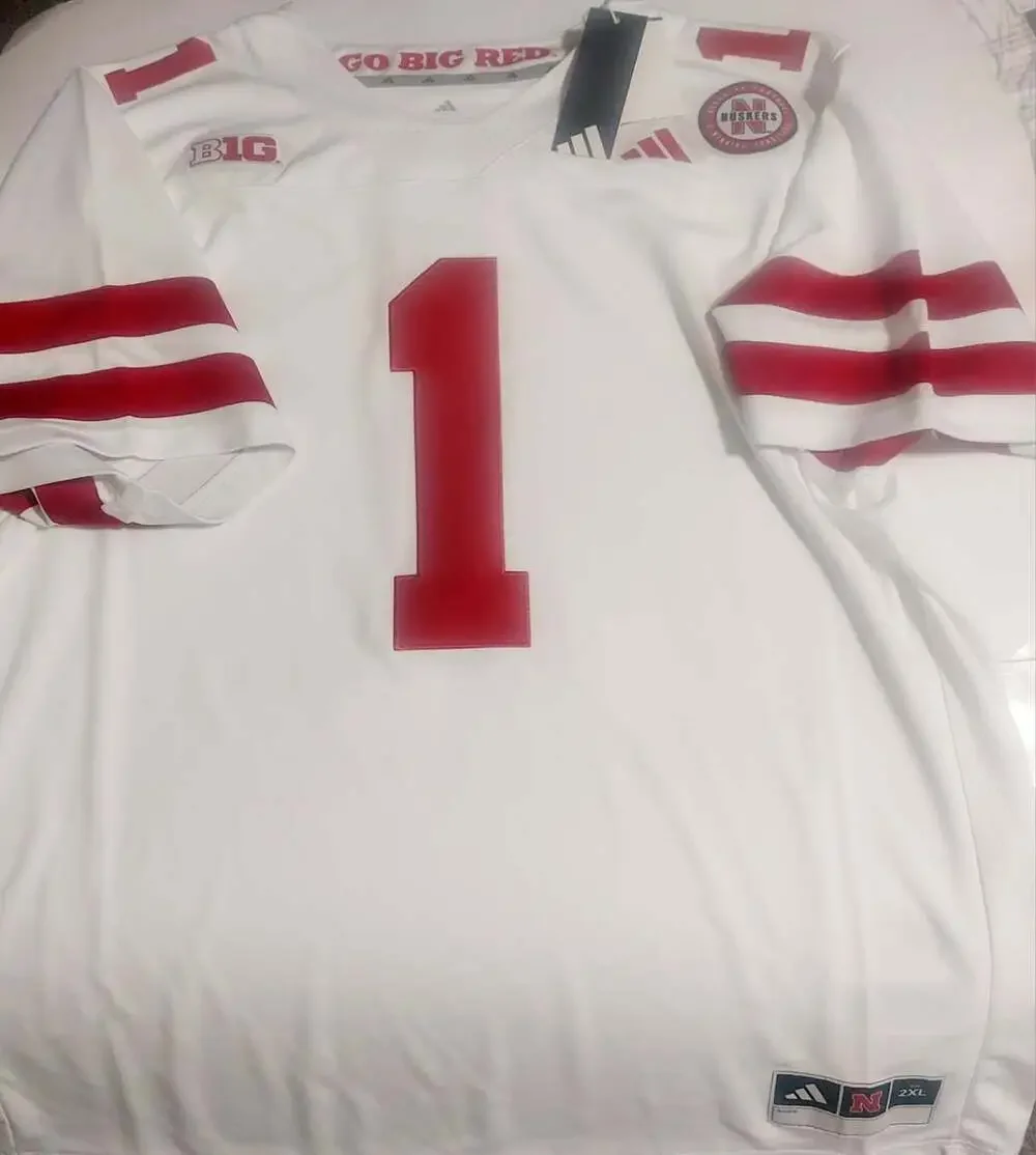 adidas Nebraska Cornhuskers Mens 2XL White Premier Away Football Jersey NCAA GBR
